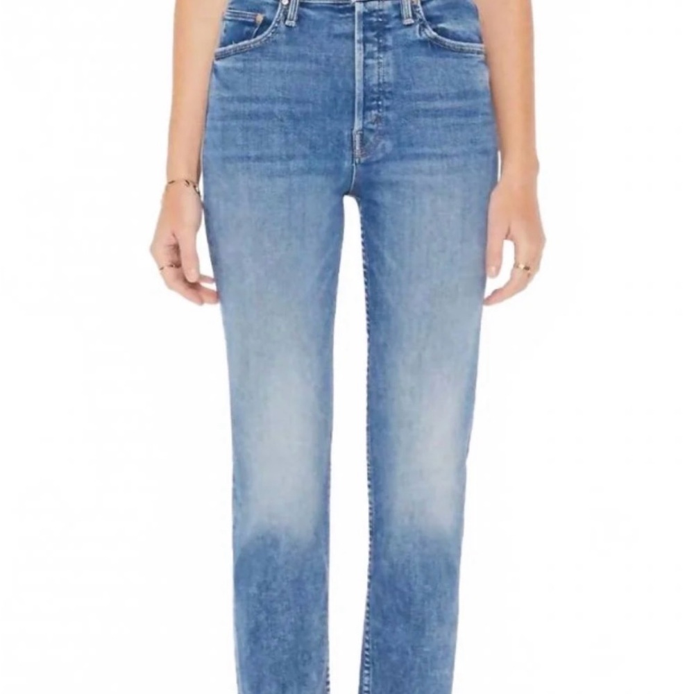 MOTHER High Waisted Rider Ankle Step Fray